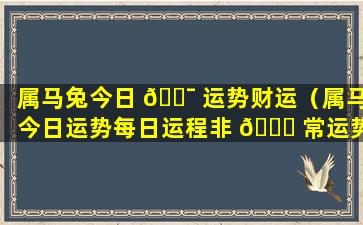 属马兔今日 🐯 运势财运（属马今日运势每日运程非 🐝 常运势）